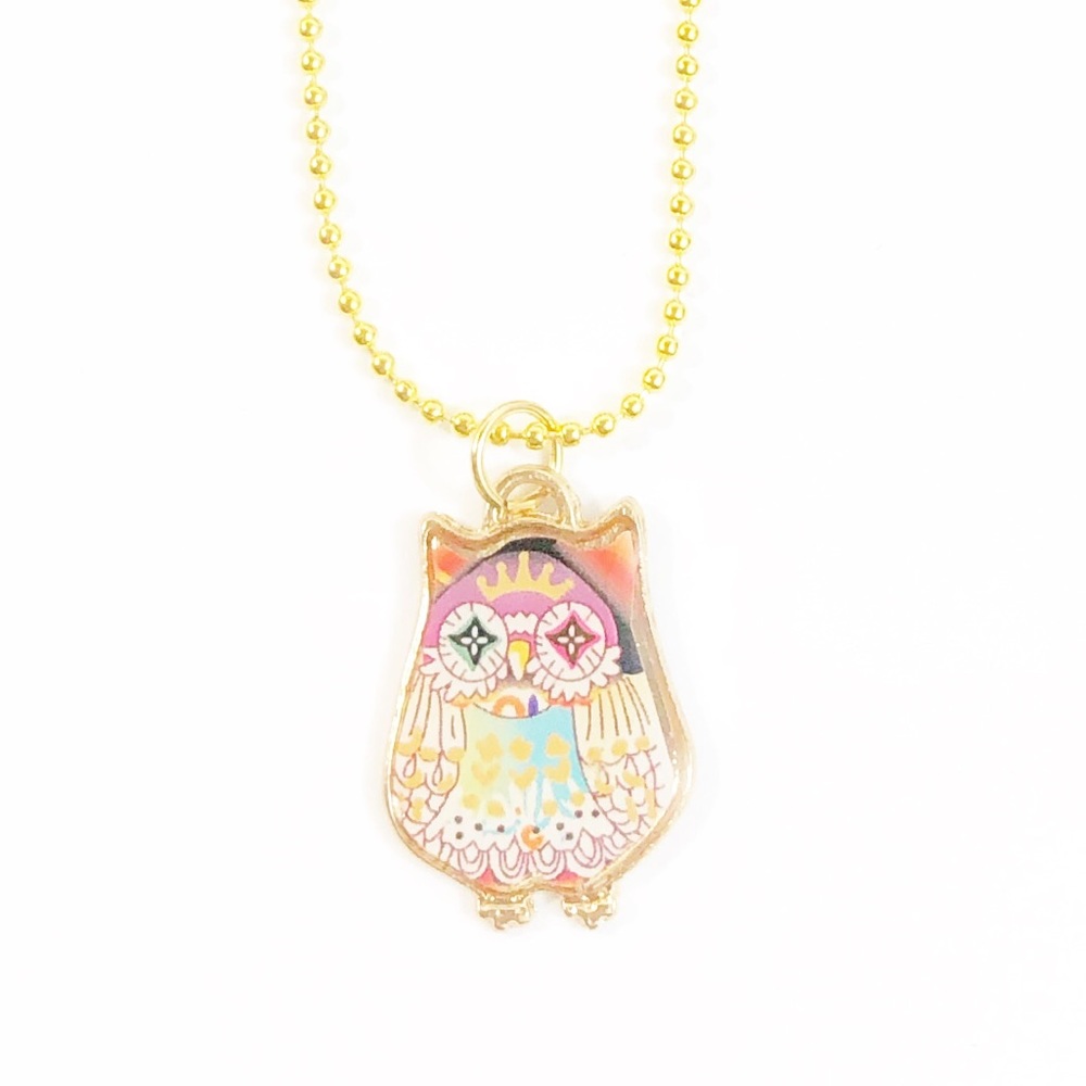 Owl Pendant Necklace 18" Color Gold New - Picture 2 of 7